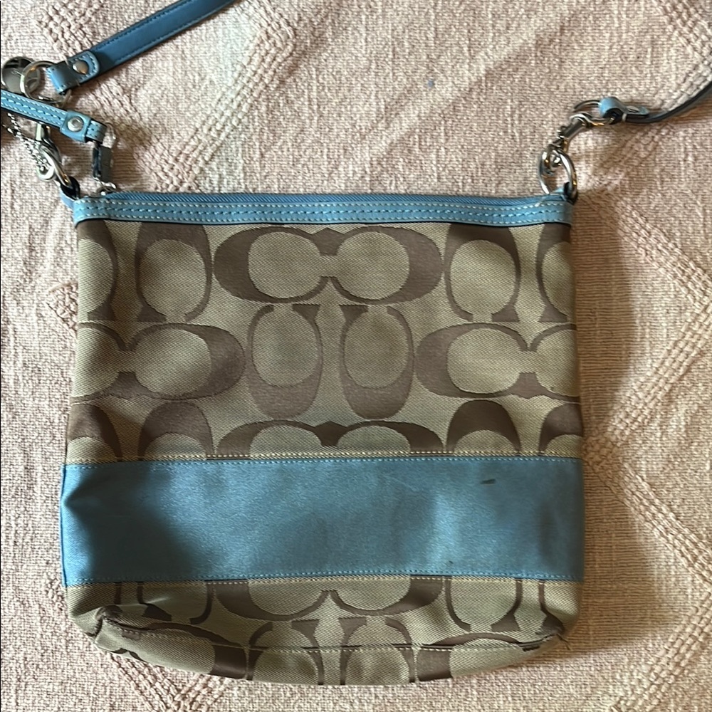 Coach Signature Crossbody Bag - Blue and Brown - Picture 3 of 5